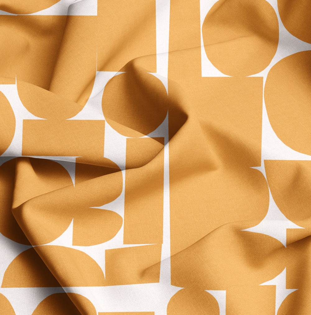 Jennifer Bouron Abstract Primal Mustard Tencel Linen
