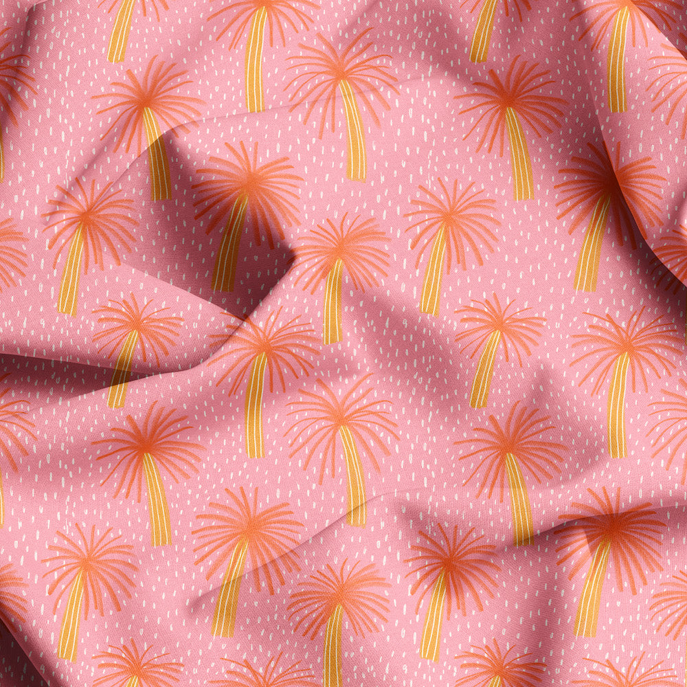 Jennifer Bouron Palm Tree Pink Organic Lawn 1m Remnant