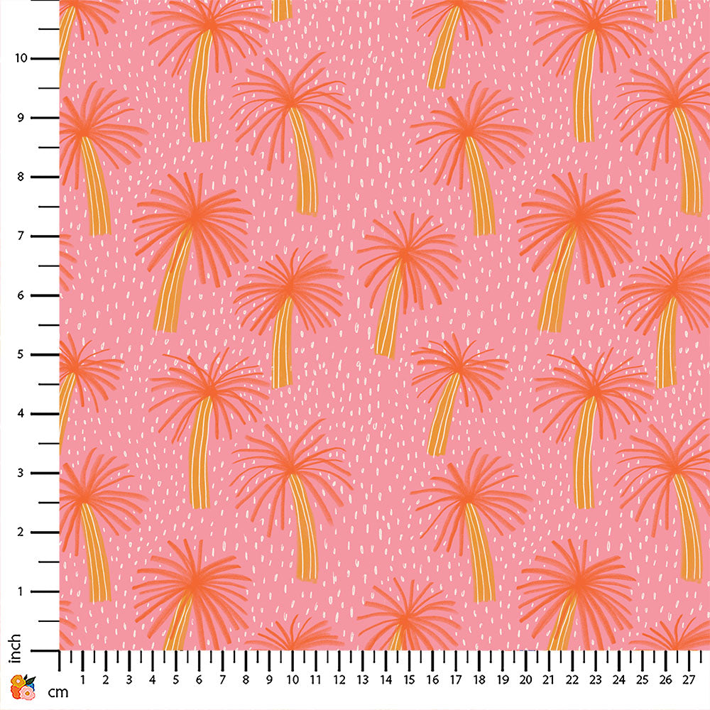Jennifer Bouron Palm Tree Pink Midweight Cotton - Printed in Australia