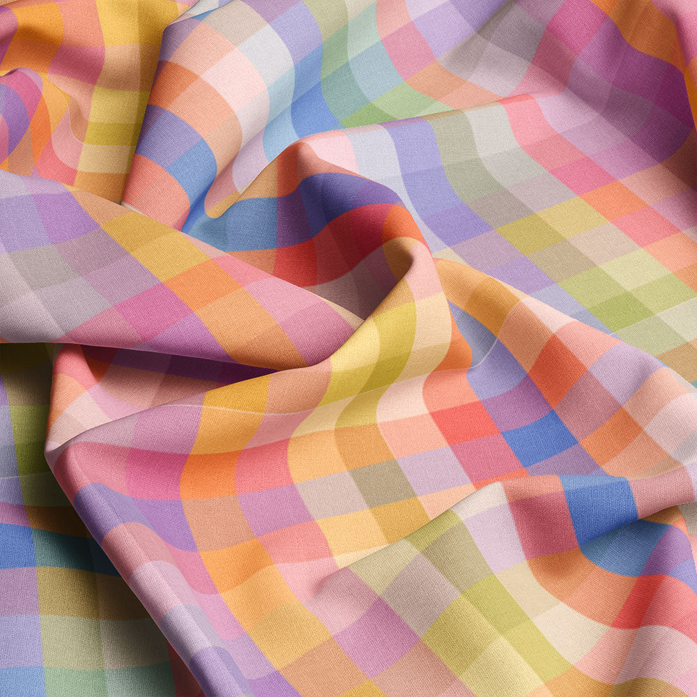 Nerida Hansen Shirt Check Rainbow Yellow Tencel Linen - Australian Printed