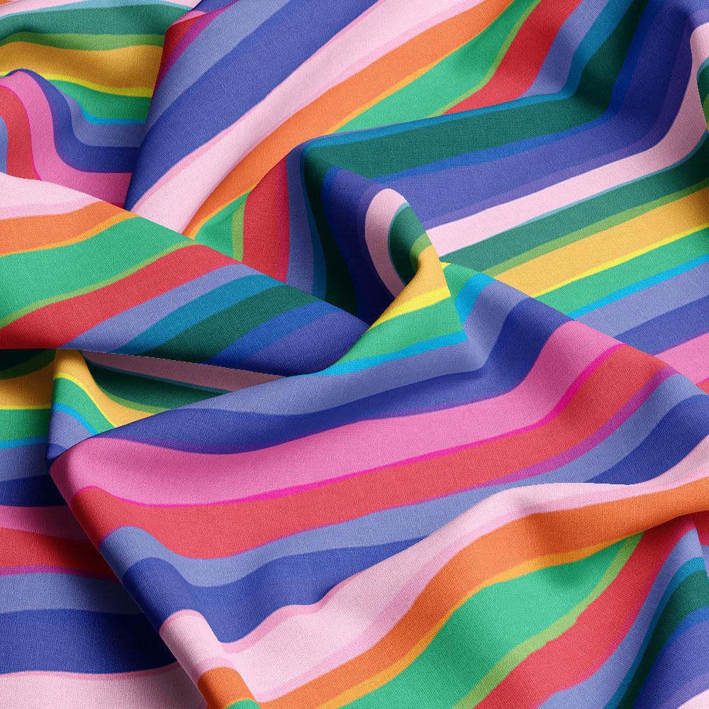 Nerida Hansen Transparent Stripe Purple Tencel Linen - Australian Printed