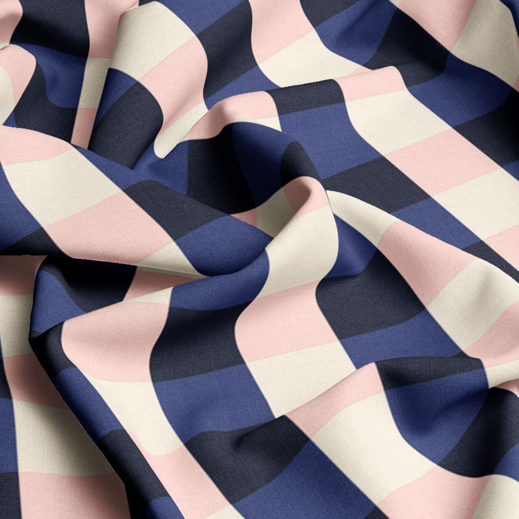 Nerida Hansen XL Gingham Navy Pink Cotton Lawn Remnant 1.2 Meters