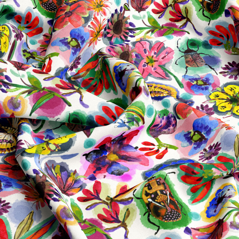 Miss Moresby Bugs Amongst Blooms Midweight Cotton End of Roll